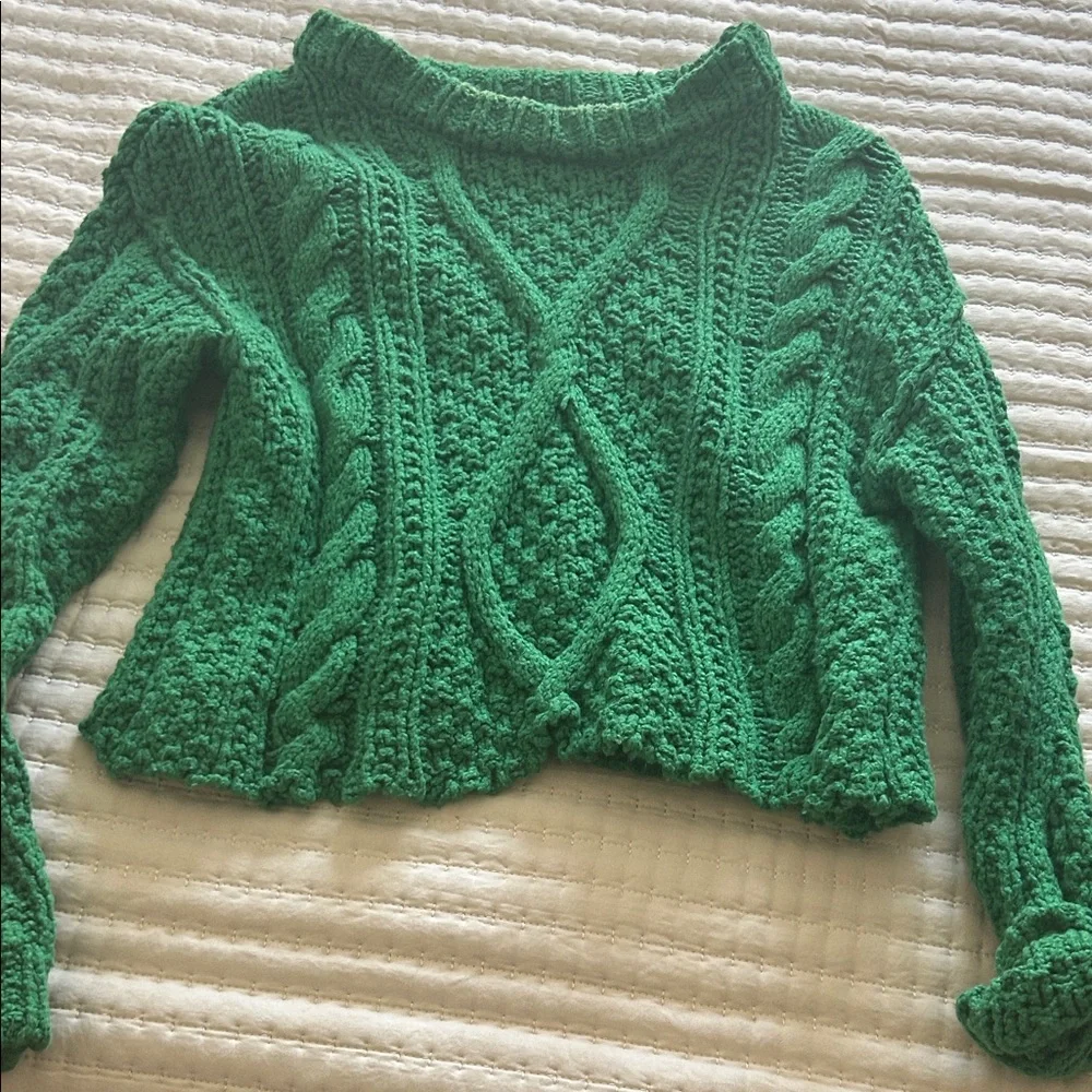 Free People Emerald Cutting Edge Cable Pullover - Picture 3 of 5